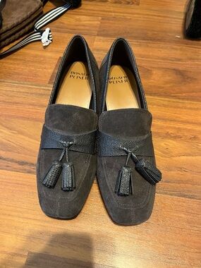 Donald J. Pliner Women’s Soft Grey/Brown Suede Tassel Loafers 8.5 NWT